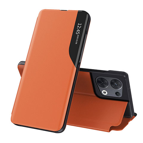Custodia Portafoglio In Pelle Cover con Supporto QH1 per Xiaomi Redmi Note 13 Pro 5G Arancione