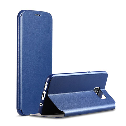 Custodia Portafoglio In Pelle Cover con Supporto S01 per Samsung Galaxy S7 G930F G930FD Blu