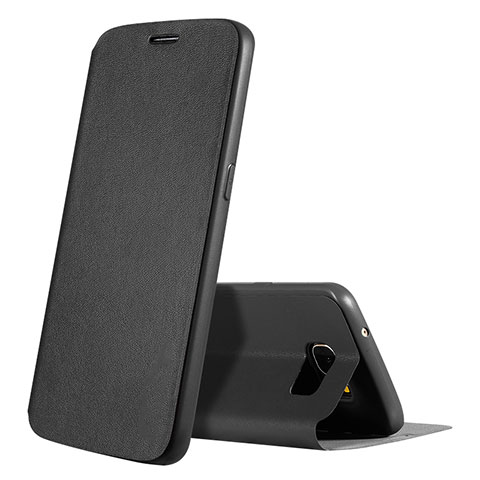 Custodia Portafoglio In Pelle Cover con Supporto S01 per Samsung Galaxy S7 G930F G930FD Nero