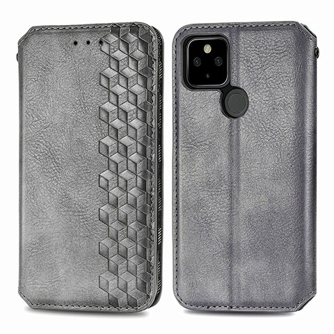 Custodia Portafoglio In Pelle Cover con Supporto S01D per Google Pixel 4a 5G Grigio