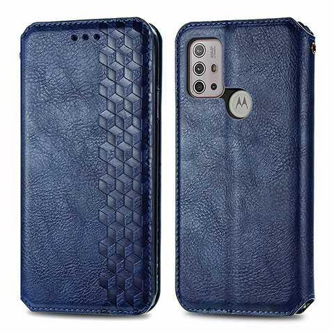 Custodia Portafoglio In Pelle Cover con Supporto S01D per Motorola Moto G10 Power Blu