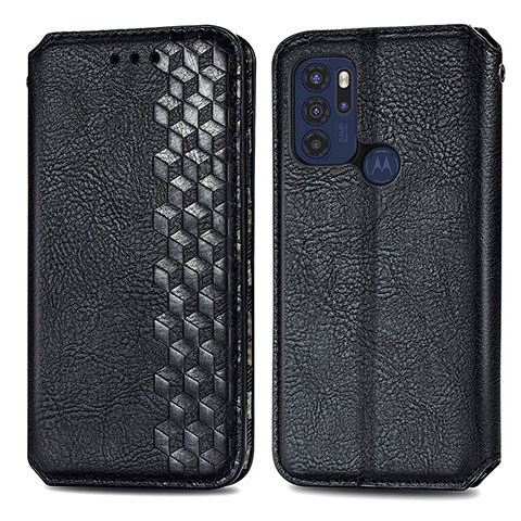 Custodia Portafoglio In Pelle Cover con Supporto S01D per Motorola Moto G60s Nero