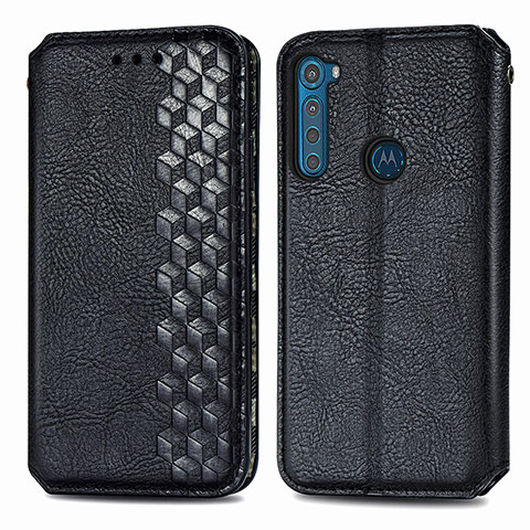 Custodia Portafoglio In Pelle Cover con Supporto S01D per Motorola Moto One Fusion Plus Nero