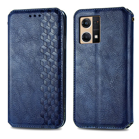 Custodia Portafoglio In Pelle Cover con Supporto S01D per Oppo Reno8 4G Blu