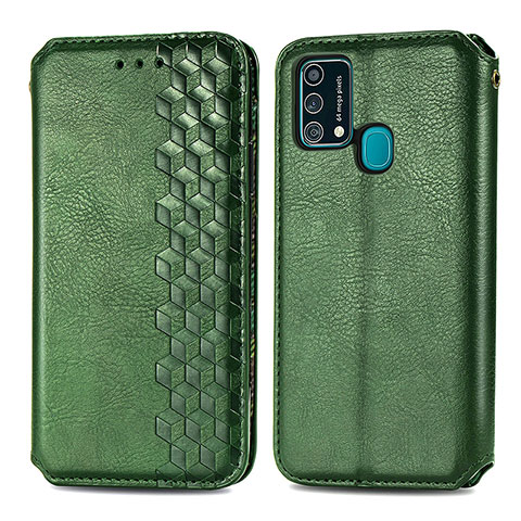 Custodia Portafoglio In Pelle Cover con Supporto S01D per Samsung Galaxy F41 Verde