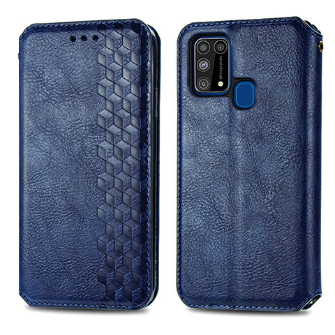Custodia Portafoglio In Pelle Cover con Supporto S01D per Samsung Galaxy M21s Blu