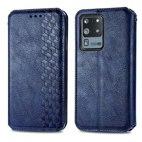 Custodia Portafoglio In Pelle Cover con Supporto S01D per Samsung Galaxy S20 Ultra 5G Blu