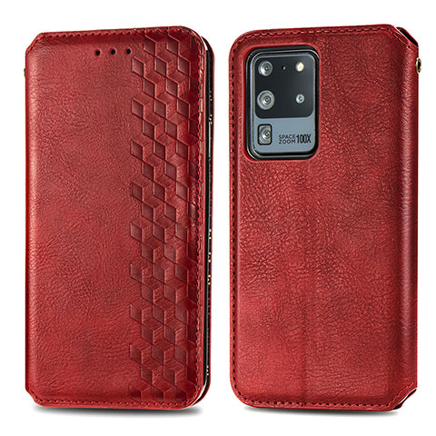 Custodia Portafoglio In Pelle Cover con Supporto S01D per Samsung Galaxy S20 Ultra 5G Rosso