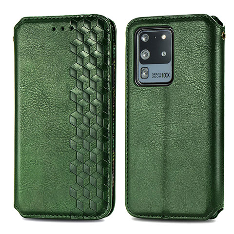 Custodia Portafoglio In Pelle Cover con Supporto S01D per Samsung Galaxy S20 Ultra 5G Verde