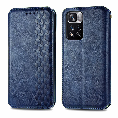 Custodia Portafoglio In Pelle Cover con Supporto S01D per Xiaomi Redmi Note 11 Pro+ Plus 5G Blu