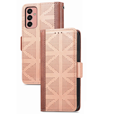 Custodia Portafoglio In Pelle Cover con Supporto S03D per Samsung Galaxy M13 4G Marrone Chiaro