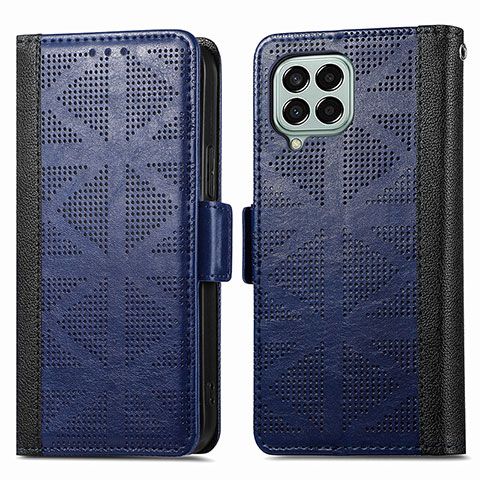 Custodia Portafoglio In Pelle Cover con Supporto S03D per Samsung Galaxy M33 5G Blu