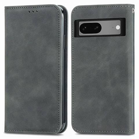 Custodia Portafoglio In Pelle Cover con Supporto S04D per Google Pixel 7 5G Grigio
