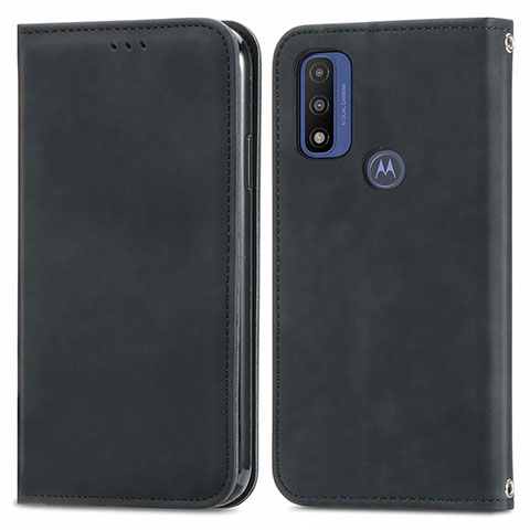 Custodia Portafoglio In Pelle Cover con Supporto S04D per Motorola Moto G Pure Nero