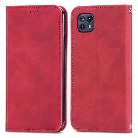 Custodia Portafoglio In Pelle Cover con Supporto S04D per Motorola Moto G50 5G Rosso