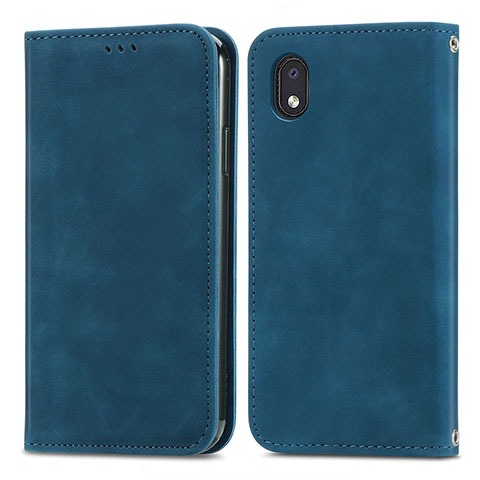 Custodia Portafoglio In Pelle Cover con Supporto S04D per Samsung Galaxy A01 Core Blu