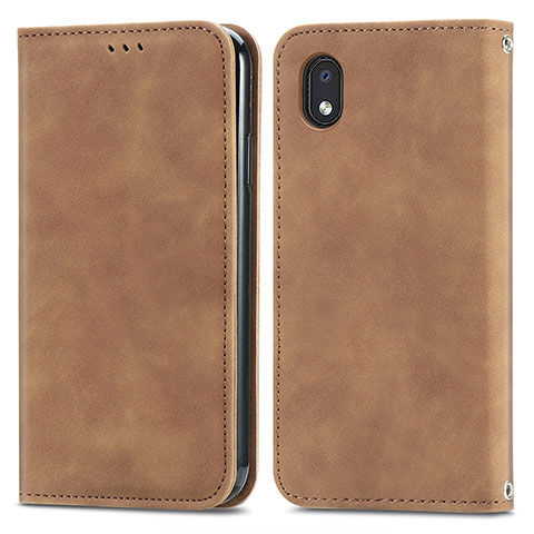 Custodia Portafoglio In Pelle Cover con Supporto S04D per Samsung Galaxy A01 Core Marrone
