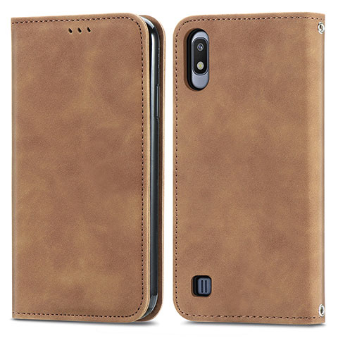 Custodia Portafoglio In Pelle Cover con Supporto S04D per Samsung Galaxy A10 Marrone