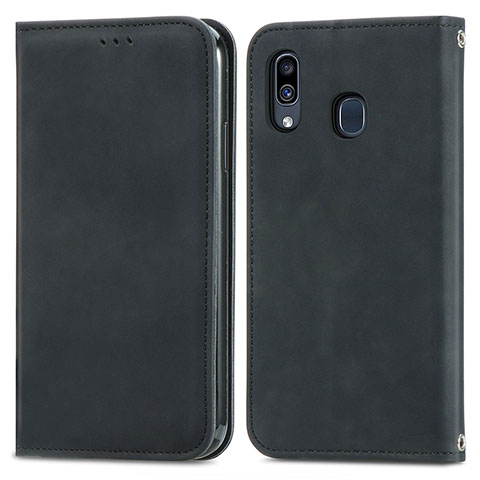 Custodia Portafoglio In Pelle Cover con Supporto S04D per Samsung Galaxy A30 Nero