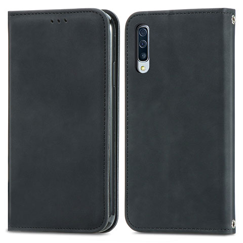 Custodia Portafoglio In Pelle Cover con Supporto S04D per Samsung Galaxy A70 Nero