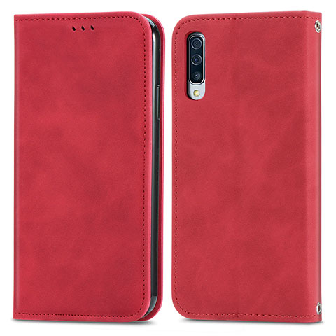 Custodia Portafoglio In Pelle Cover con Supporto S04D per Samsung Galaxy A70 Rosso