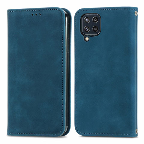 Custodia Portafoglio In Pelle Cover con Supporto S04D per Samsung Galaxy M32 4G Blu