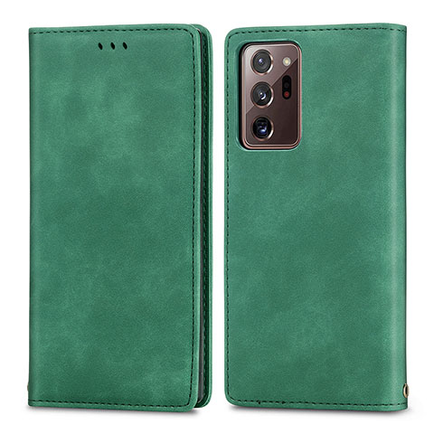 Custodia Portafoglio In Pelle Cover con Supporto S04D per Samsung Galaxy Note 20 Ultra 5G Verde