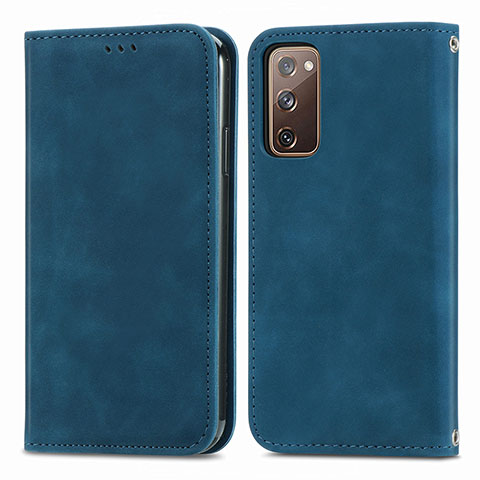 Custodia Portafoglio In Pelle Cover con Supporto S04D per Samsung Galaxy S20 FE 5G Blu