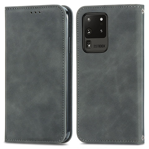 Custodia Portafoglio In Pelle Cover con Supporto S04D per Samsung Galaxy S20 Ultra 5G Grigio