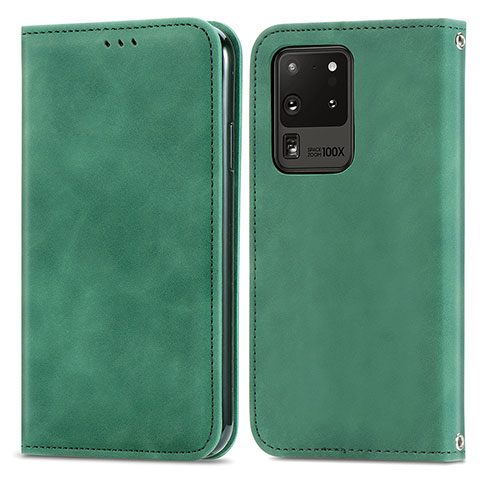 Custodia Portafoglio In Pelle Cover con Supporto S04D per Samsung Galaxy S20 Ultra Verde