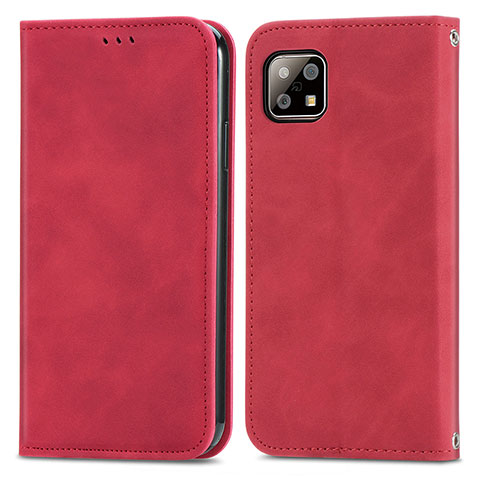 Custodia Portafoglio In Pelle Cover con Supporto S04D per Sharp Aquos Sense6 Rosso