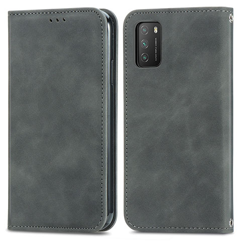 Custodia Portafoglio In Pelle Cover con Supporto S04D per Xiaomi Poco M3 Grigio