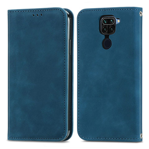 Custodia Portafoglio In Pelle Cover con Supporto S04D per Xiaomi Redmi Note 9 Blu