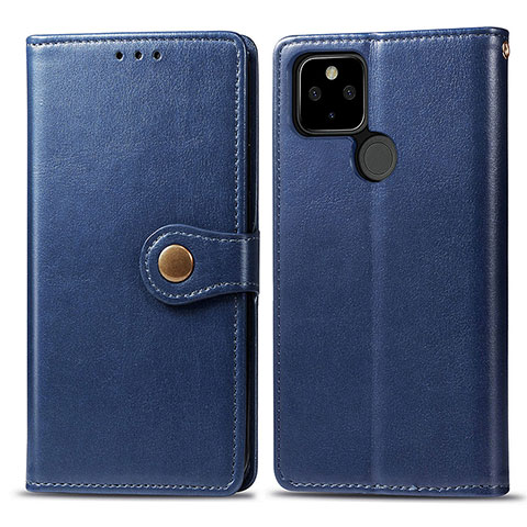 Custodia Portafoglio In Pelle Cover con Supporto S05D per Google Pixel 5 XL 5G Blu