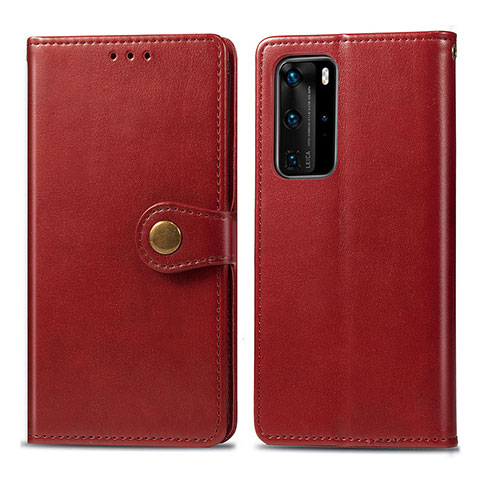 Custodia Portafoglio In Pelle Cover con Supporto S05D per Huawei P40 Pro Rosso