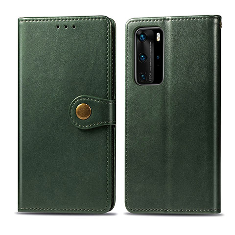 Custodia Portafoglio In Pelle Cover con Supporto S05D per Huawei P40 Pro Verde