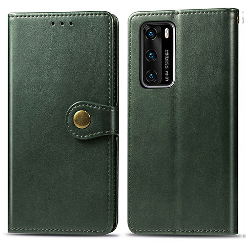 Custodia Portafoglio In Pelle Cover con Supporto S05D per Huawei P40 Verde