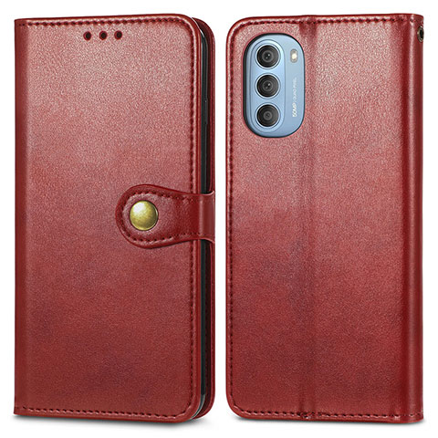 Custodia Portafoglio In Pelle Cover con Supporto S05D per Motorola Moto G51 5G Rosso