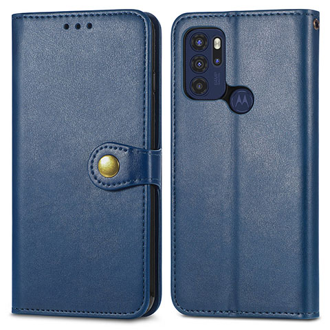 Custodia Portafoglio In Pelle Cover con Supporto S05D per Motorola Moto G60s Blu