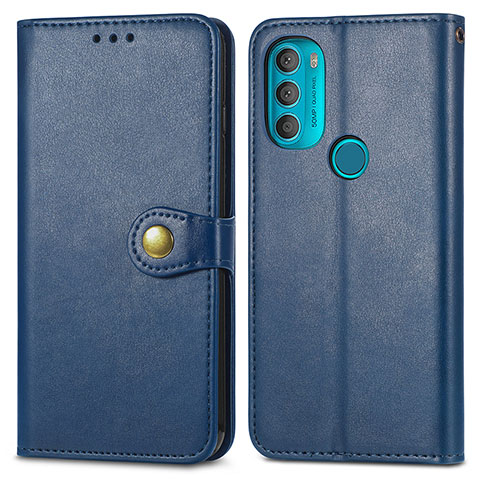 Custodia Portafoglio In Pelle Cover con Supporto S05D per Motorola Moto G71 5G Blu