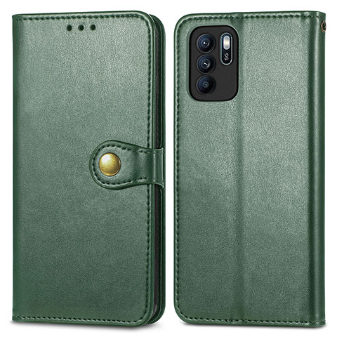 Custodia Portafoglio In Pelle Cover con Supporto S05D per Oppo Reno6 Z 5G Verde