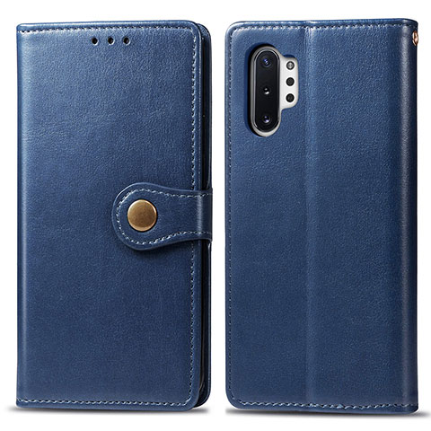 Custodia Portafoglio In Pelle Cover con Supporto S05D per Samsung Galaxy Note 10 Plus 5G Blu