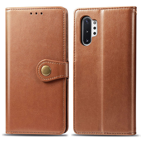 Custodia Portafoglio In Pelle Cover con Supporto S05D per Samsung Galaxy Note 10 Plus 5G Marrone