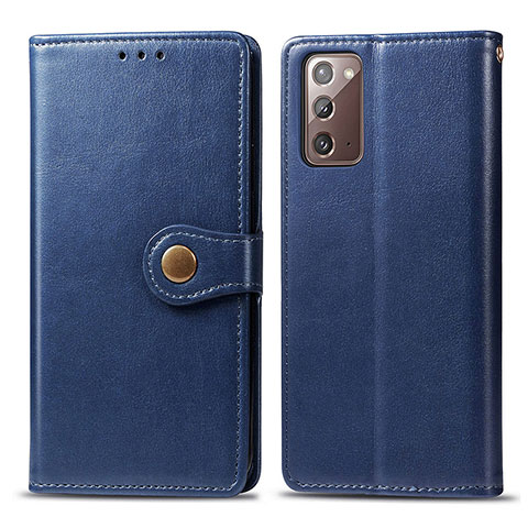 Custodia Portafoglio In Pelle Cover con Supporto S05D per Samsung Galaxy Note 20 5G Blu