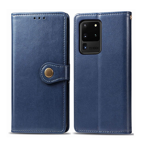Custodia Portafoglio In Pelle Cover con Supporto S05D per Samsung Galaxy S20 Ultra Blu
