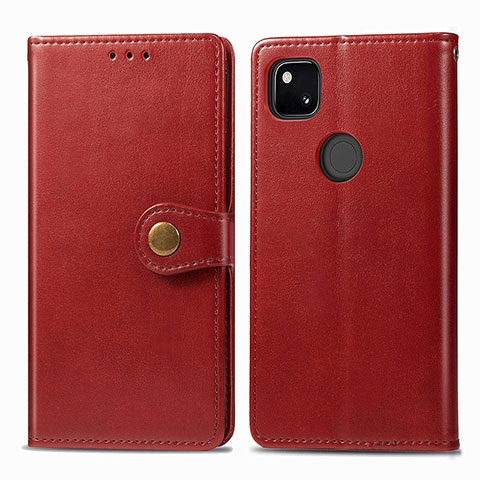 Custodia Portafoglio In Pelle Cover con Supporto S06D per Google Pixel 4a Rosso