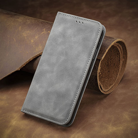 Custodia Portafoglio In Pelle Cover con Supporto S08D per Huawei Honor X10 Max 5G Grigio