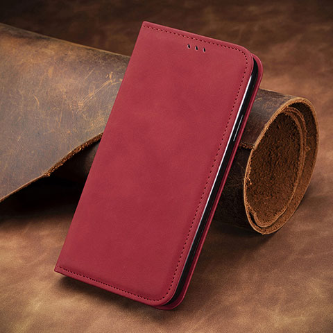 Custodia Portafoglio In Pelle Cover con Supporto S08D per Huawei P40 Pro Rosso
