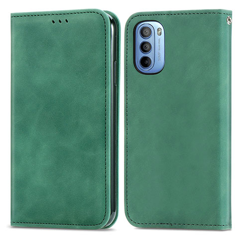 Custodia Portafoglio In Pelle Cover con Supporto S08D per Motorola Moto G31 Verde