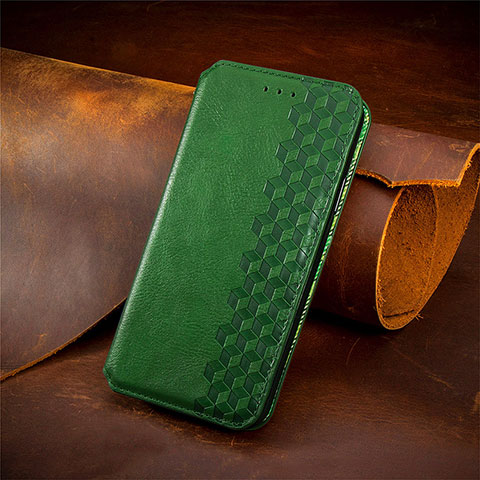 Custodia Portafoglio In Pelle Cover con Supporto S09D per Google Pixel 4a 5G Verde